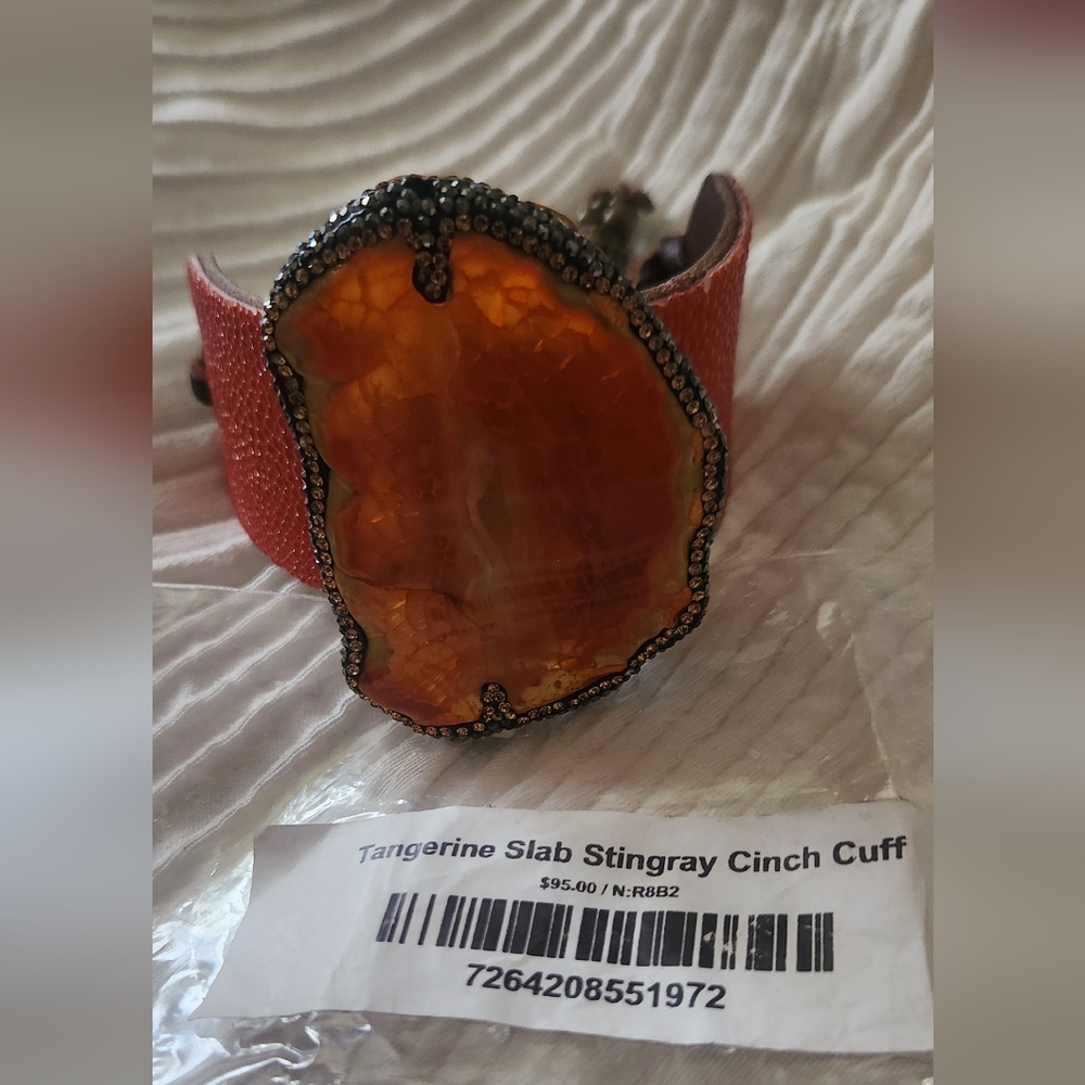 Stingray Tangerine Slab Cuff with Orange Accent